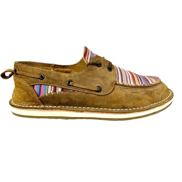 SHYANNE‎ Woven Stripe Brown Leather Slip On Moc Toe Casual Shoes size 11 - Picture 2 of 10